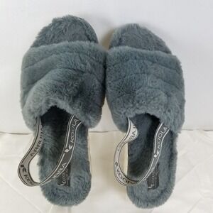 Koolaburra by Ugg Womens Gray Faux Fur‎ Slip On Slides Cozy Slippers Size 10